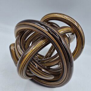 Hand Blown Glass Abstract Coiled Infinity Knot Glass Paperweight Figurine 2